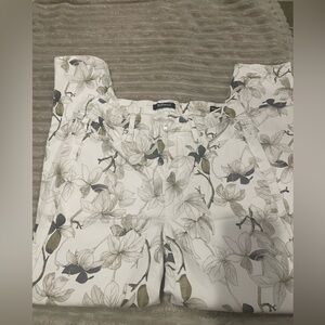 Floral Print White Pants